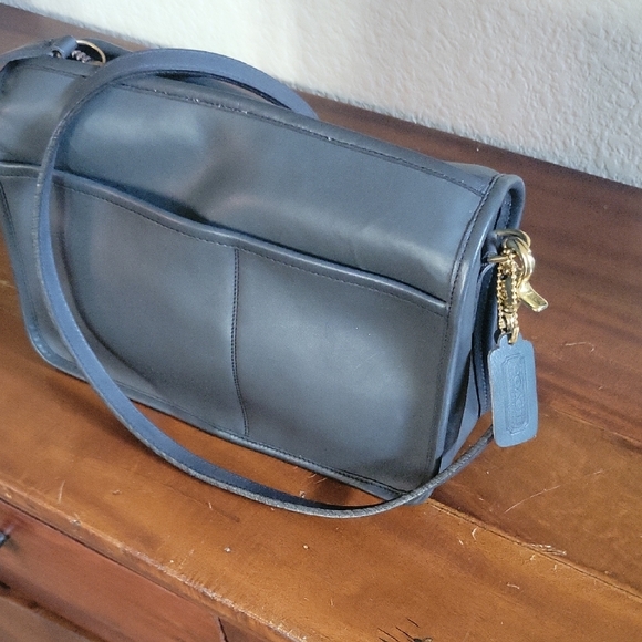 Coach Vintage Black Leather Embossed Bag